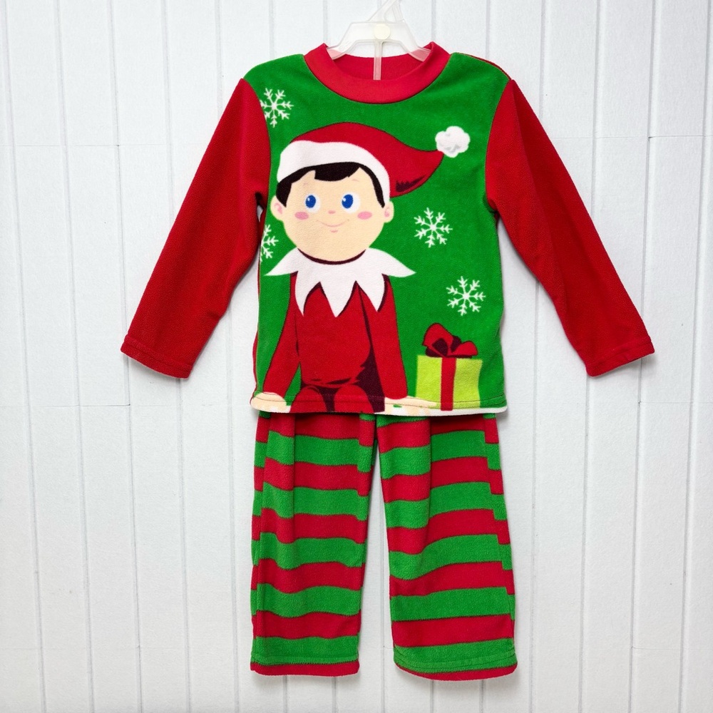 Elf on the Shelf Christmas Kids Pajamas Red and Green‎  Pjs Size 4T